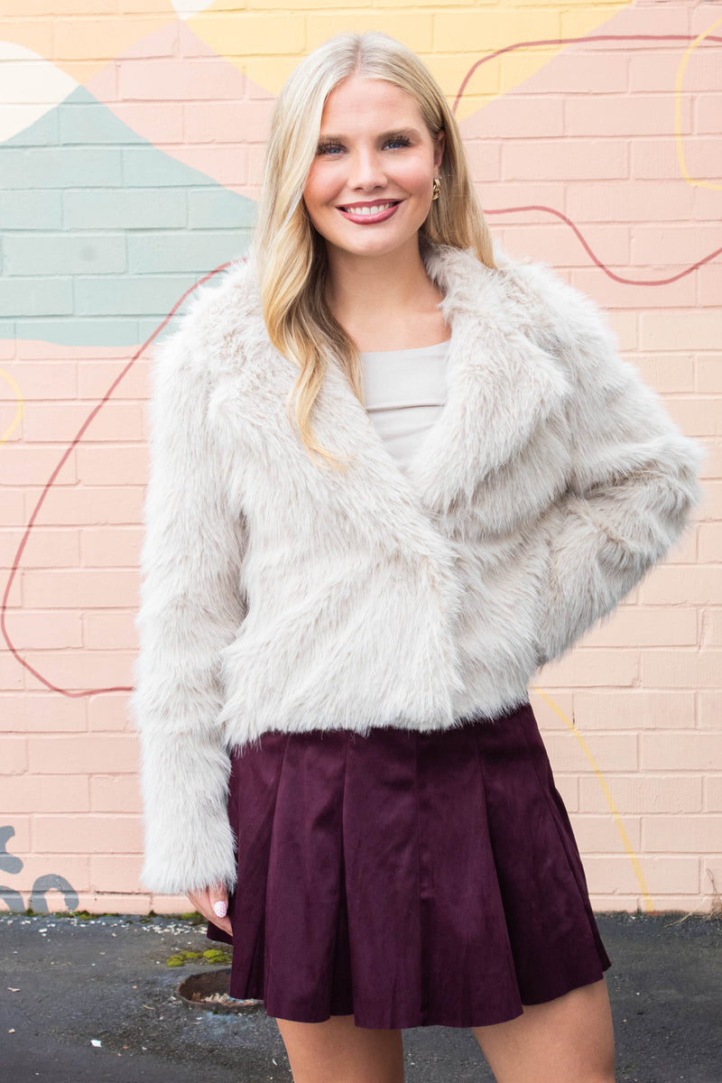 Bristol Shawl Collar Faux Fur Jacket, Taupe