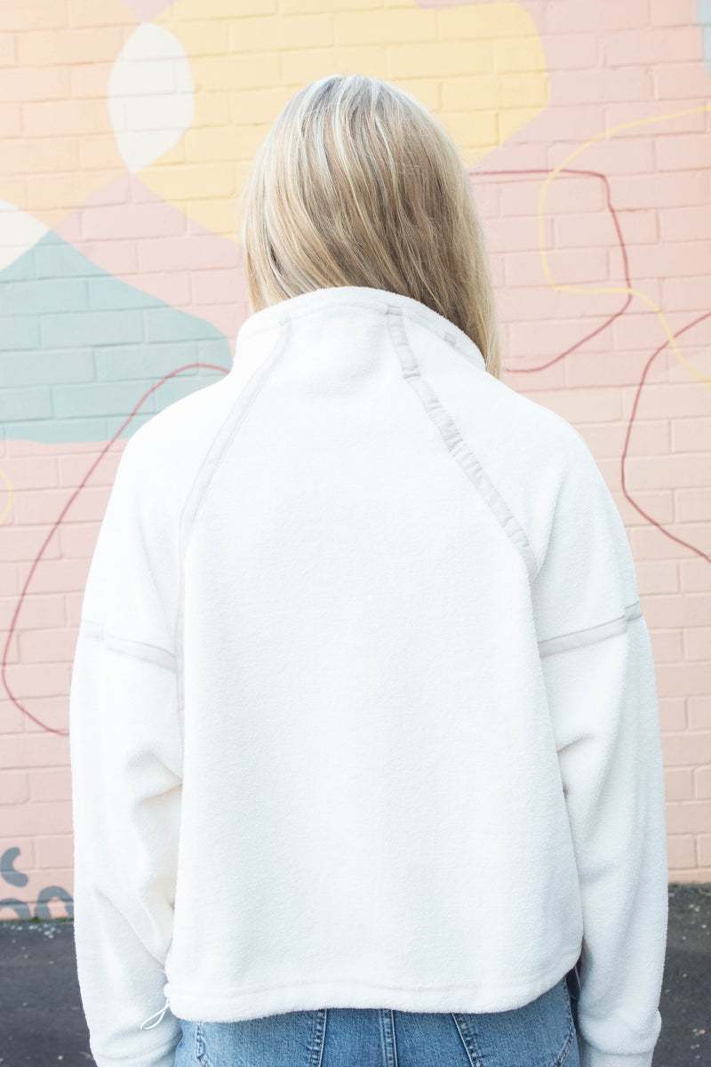 Anna Fleece Half Zip Pullover, Ivory