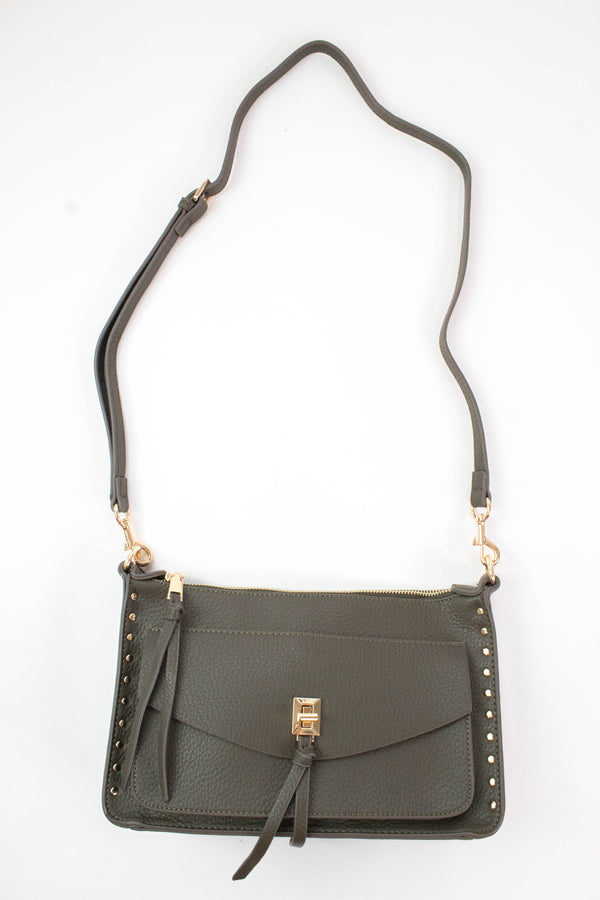 Louise Stud Detailed Crossbody, Olive