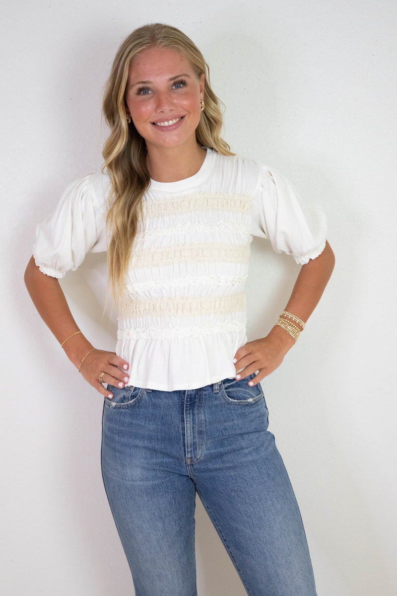 Maxey Knit Textured Top, Ivory | Free People
