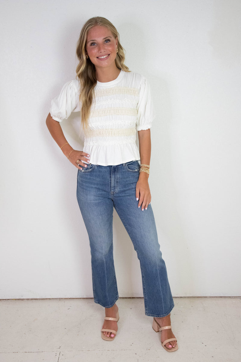 Maxey Knit Textured Top, Ivory | Free People