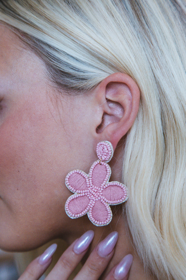 Fayola Flower Earrings, Pink