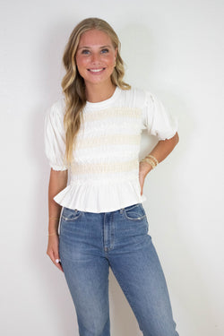 Maxey Knit Textured Top, Ivory | Free People