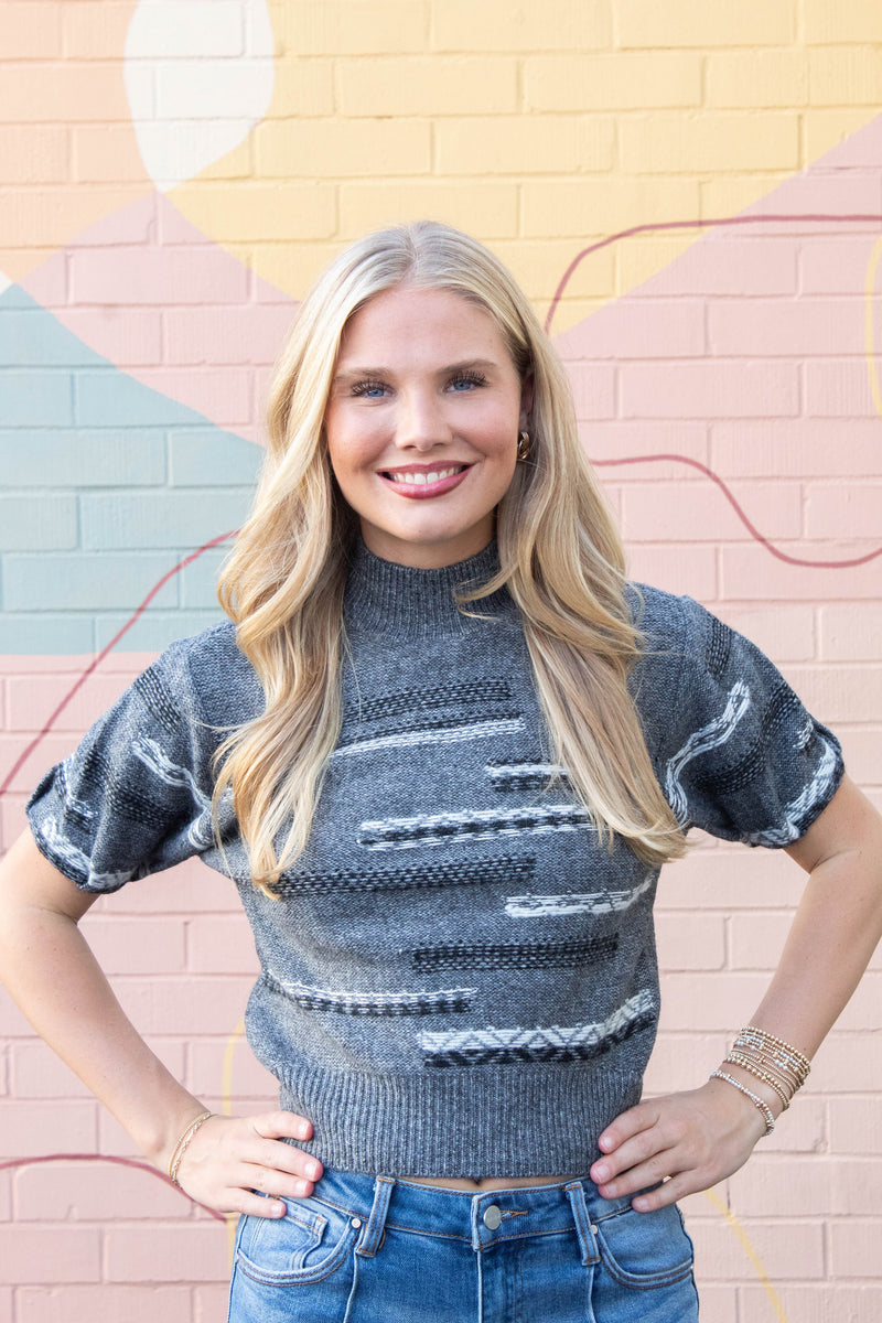 Ketra Stripe Detailed Sweater, Black Multi | Steve Madden