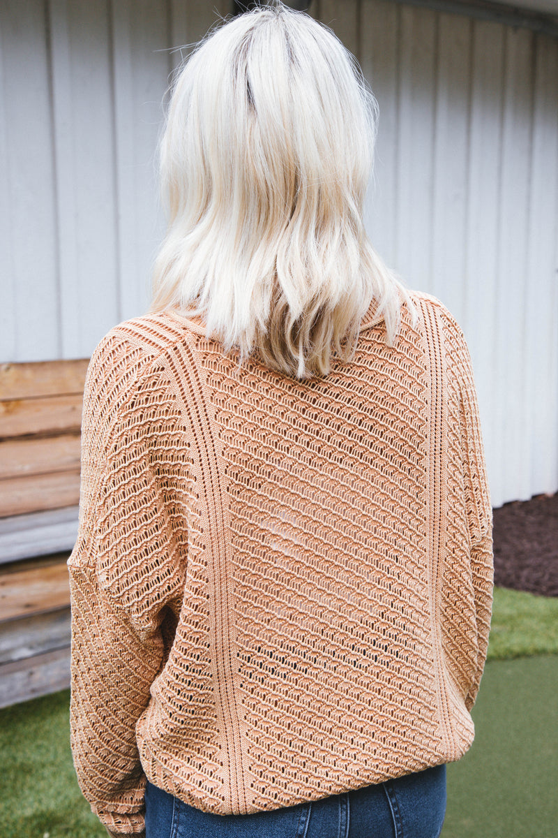 Chris Crochet Sweater, Taupe