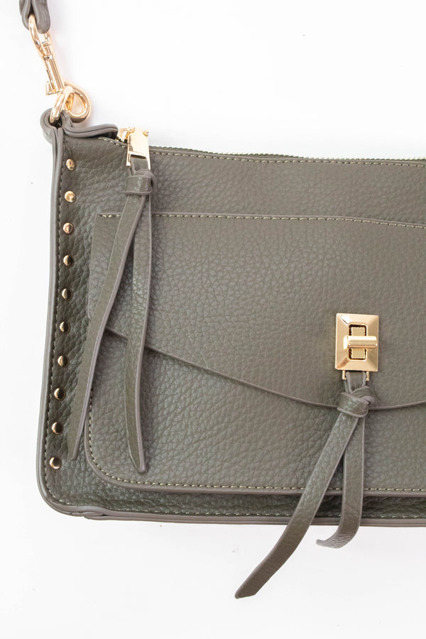 Louise Stud Detailed Crossbody, Olive