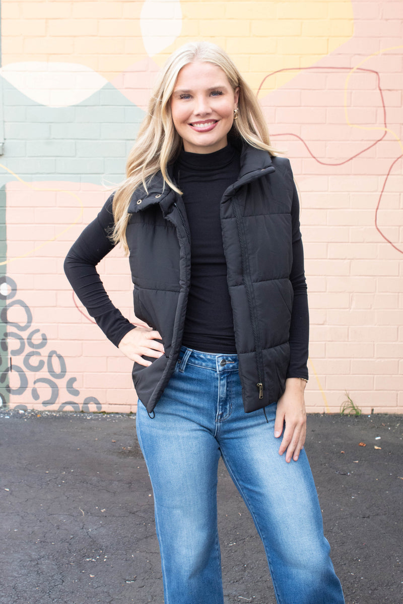 Eleanor Turtle Neck Top, Black