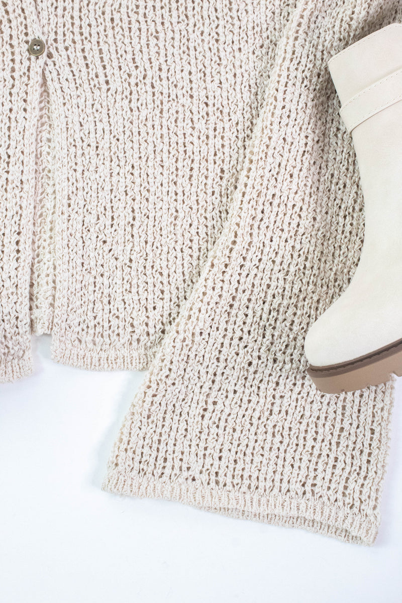 Quinn Bell Sleeve Crocheted Cardigan, Natural