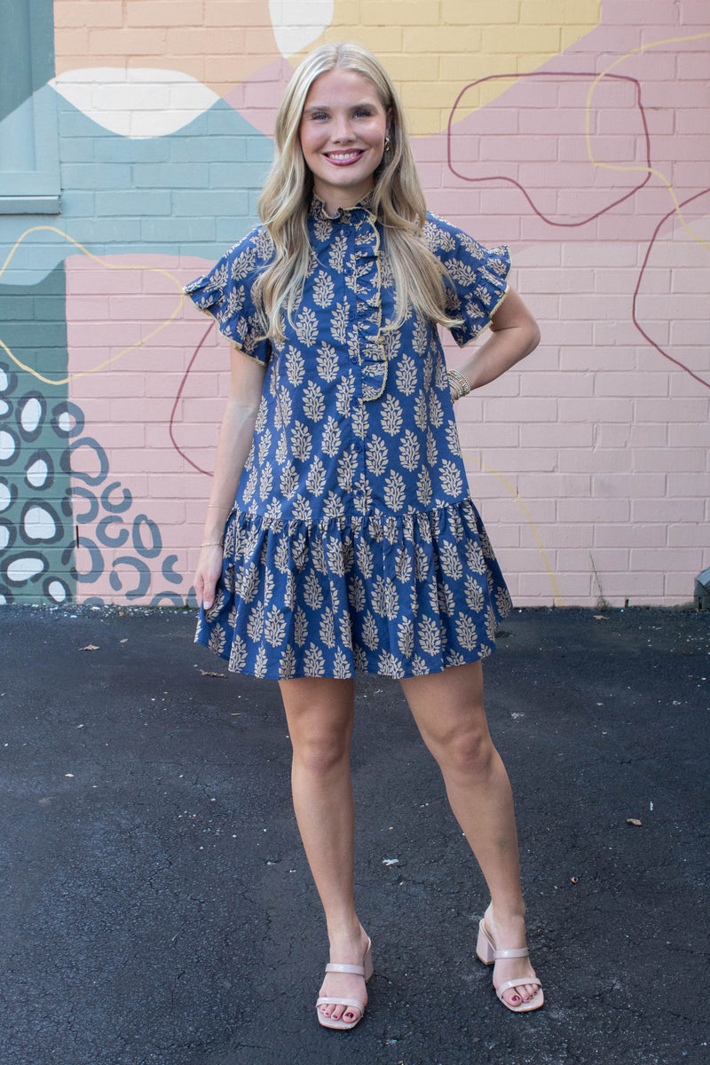 Blake Printed Mini Dress, Midnight