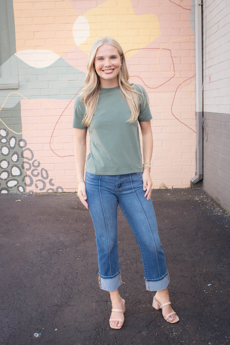 Adalynn Classic Boxy Fit Tee, Silky Pine