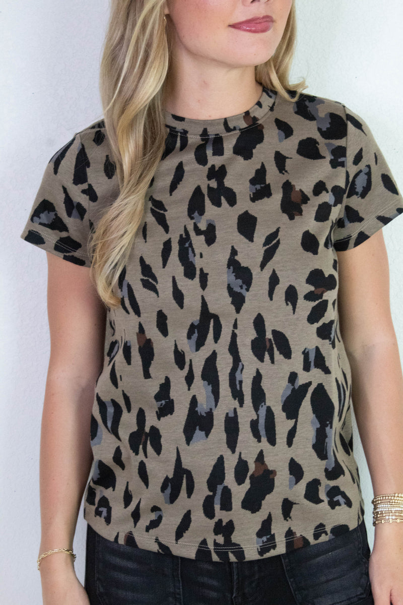 Double Knit Perfect Tee, Winter Leopard | Sanctuary