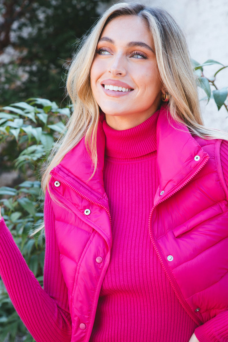Perdita Puff Vest, Fuchsia