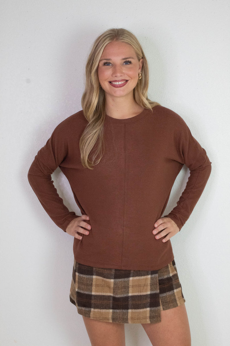 Malaya Wrap Front Plaid Skort, Khaki/Brown