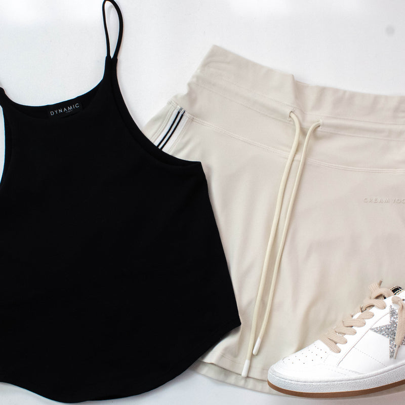 June Side Stripe Skort, Cream | Cream Yoga
