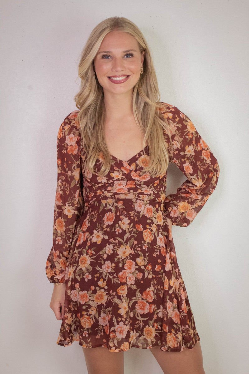 Ivy Sweetheart Neck Mini Dress, Burgundy Multi