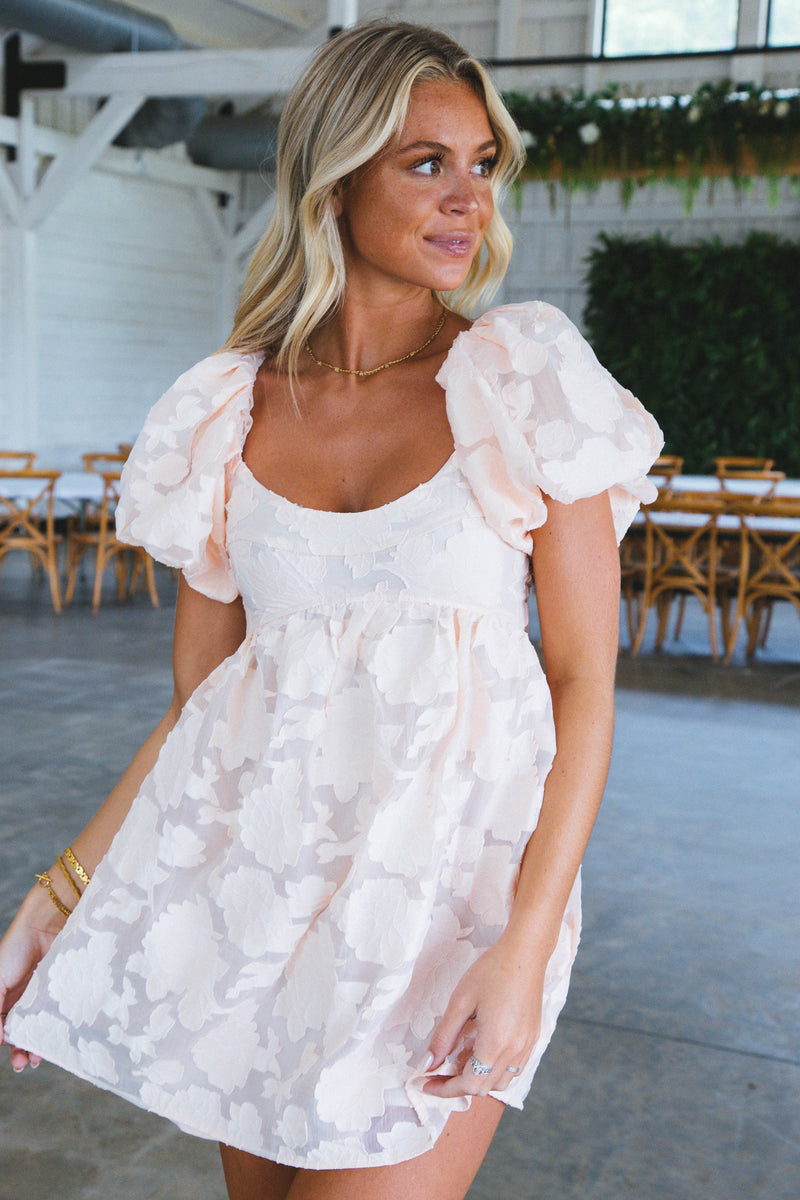 Florence Floral Mini Dress, Blush