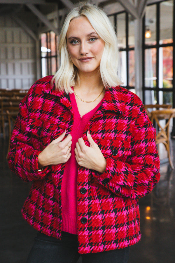 The Shacket Houndstooth Plaid, Lipstick | Sanctuary