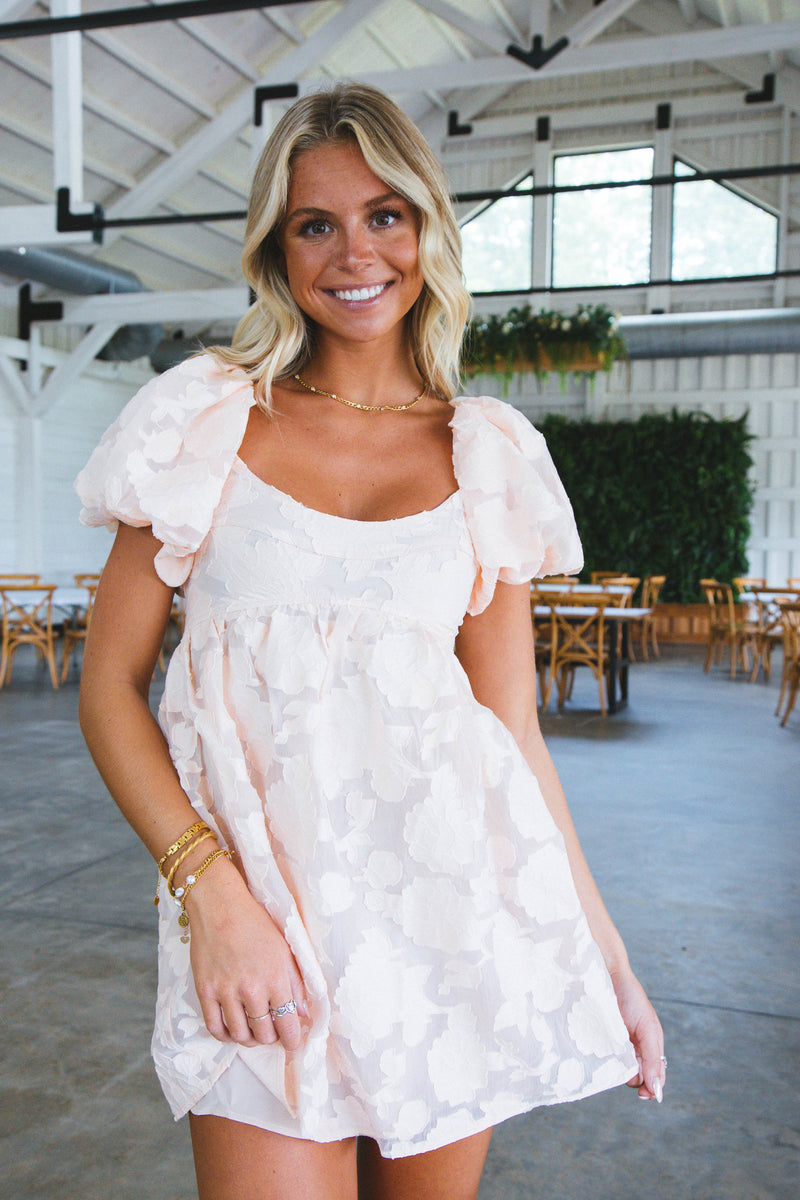 Florence Floral Mini Dress, Blush