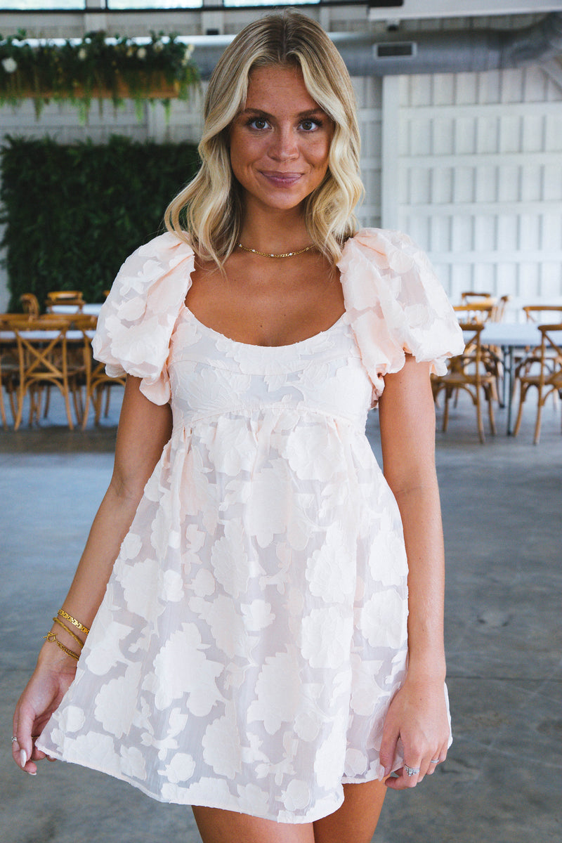 Florence Floral Mini Dress, Blush