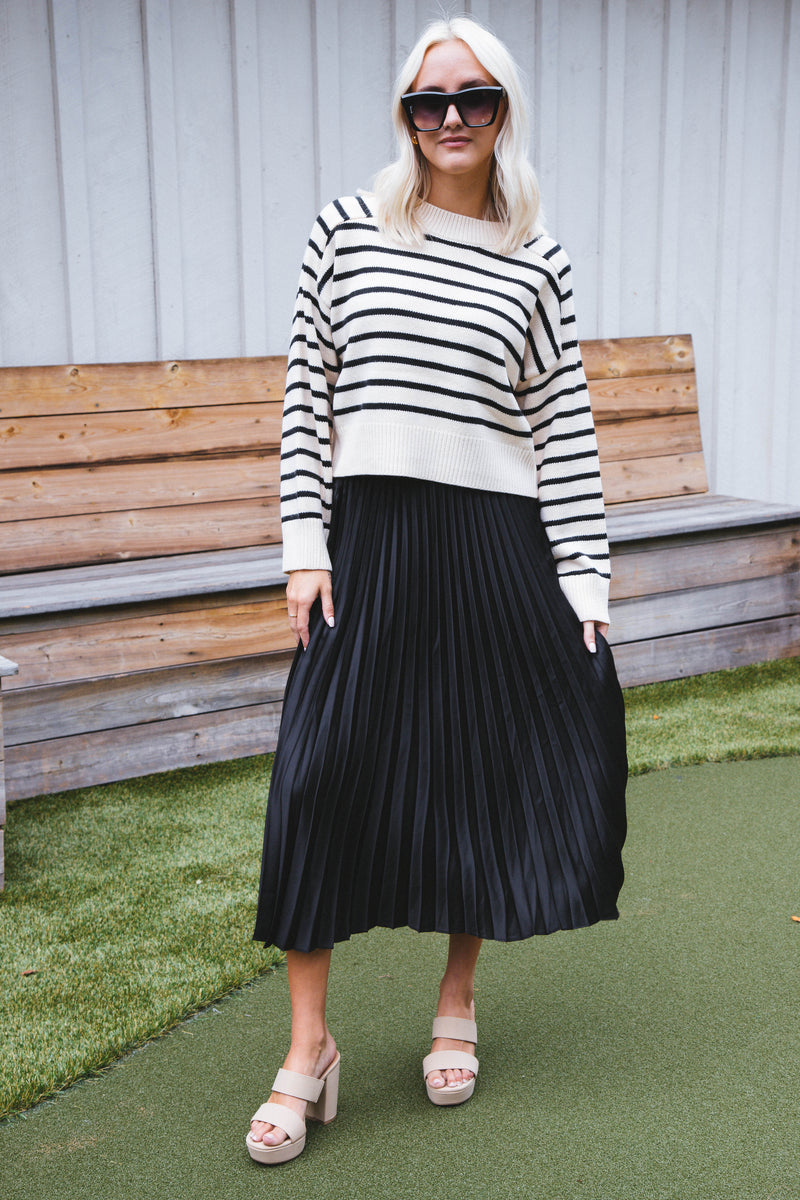 Everyday Pleated Satin Skirt, Black | Sanctuary