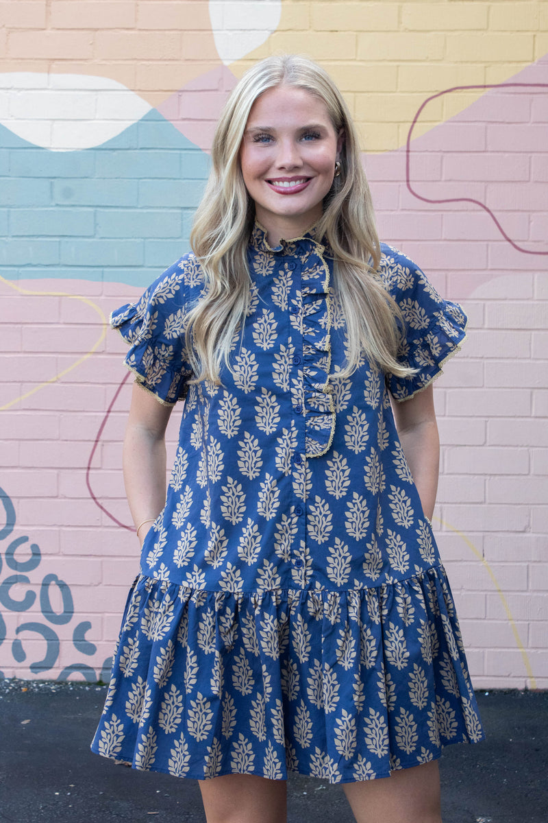 Blake Printed Mini Dress, Midnight