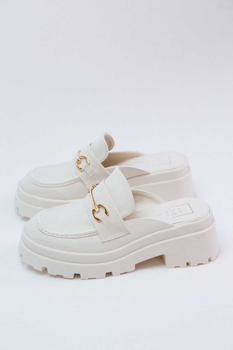 Audra Mule Loafer, Bone | Shushop
