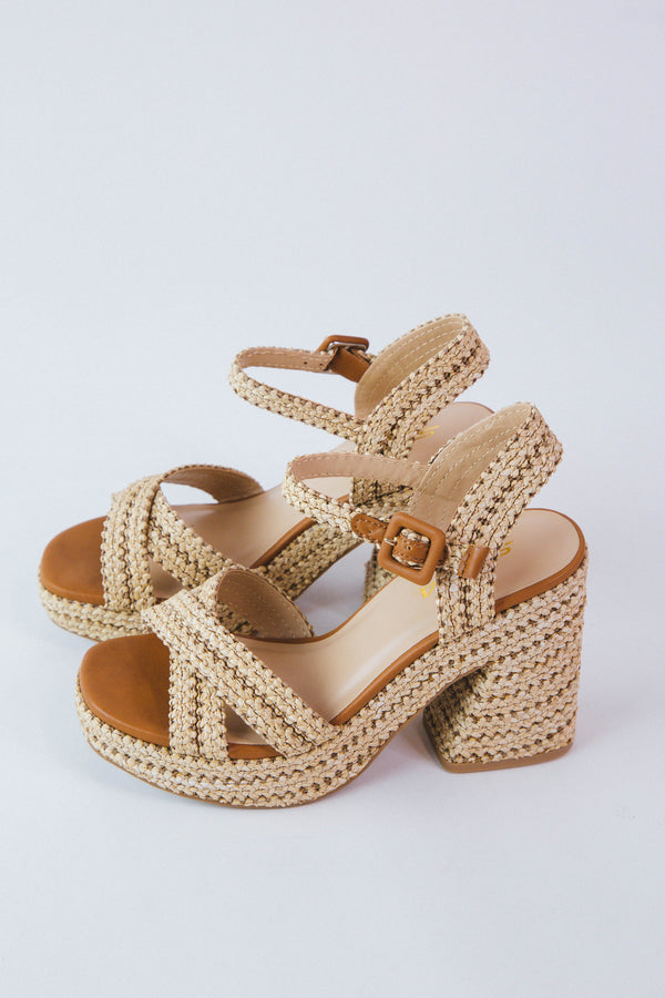 Yara Raffia Platform Dress Sandal, Natural/Tan