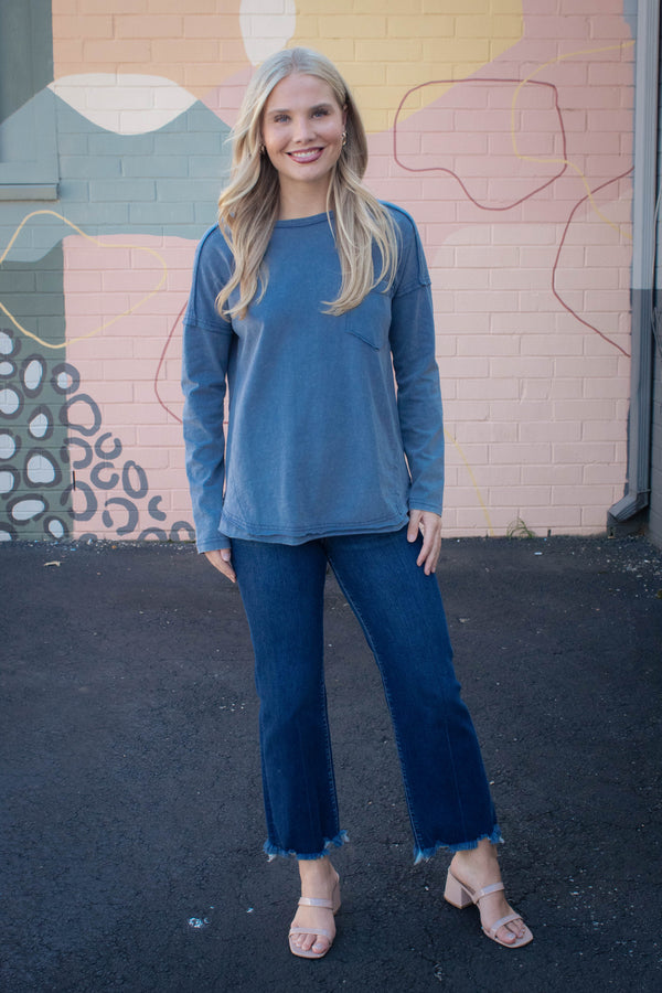 Rosalind Mineral Wash Top, Denim