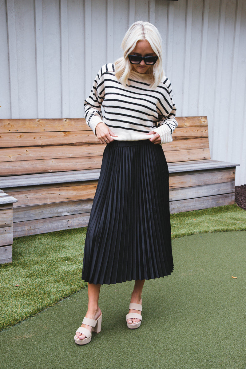 Everyday Pleated Satin Skirt, Black | Sanctuary