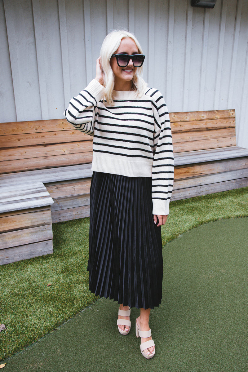 Everyday Pleated Satin Skirt, Black | Sanctuary