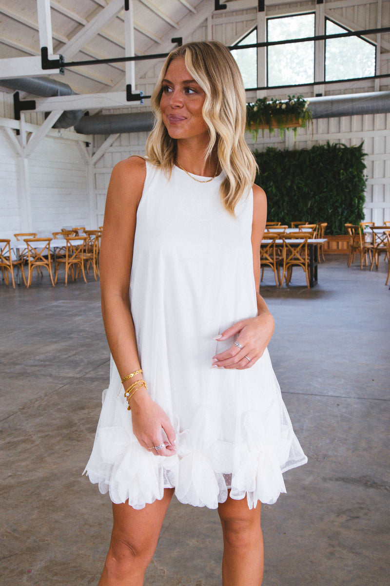 Swiss Dot Flower Dress, Cream