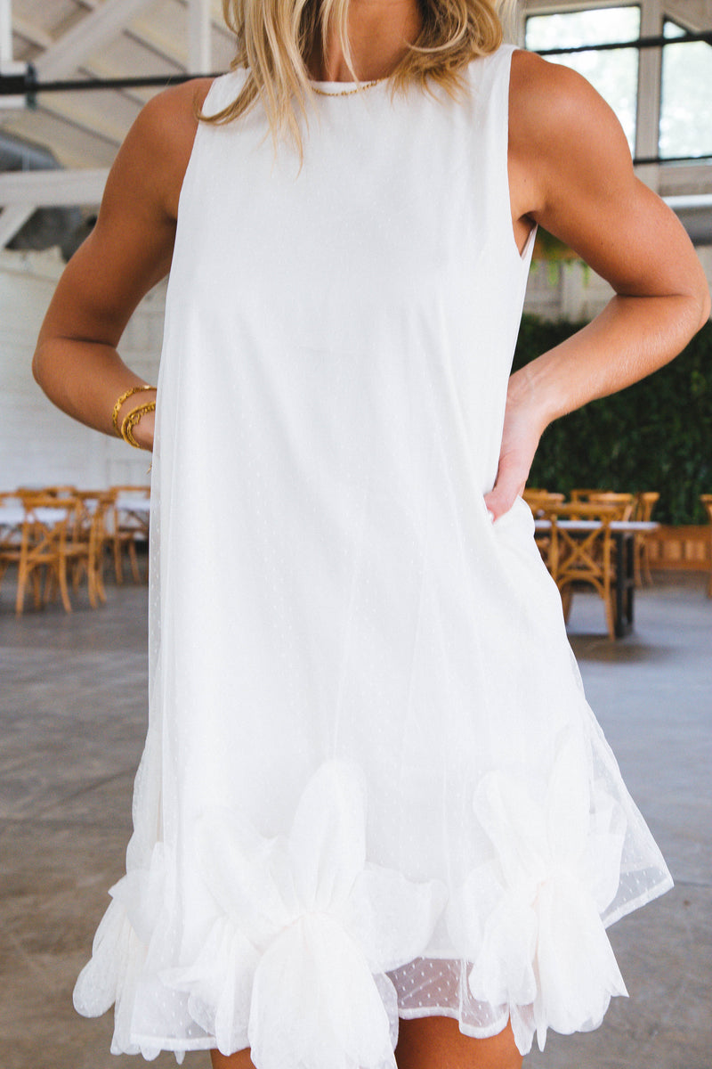 Swiss Dot Flower Dress, Cream