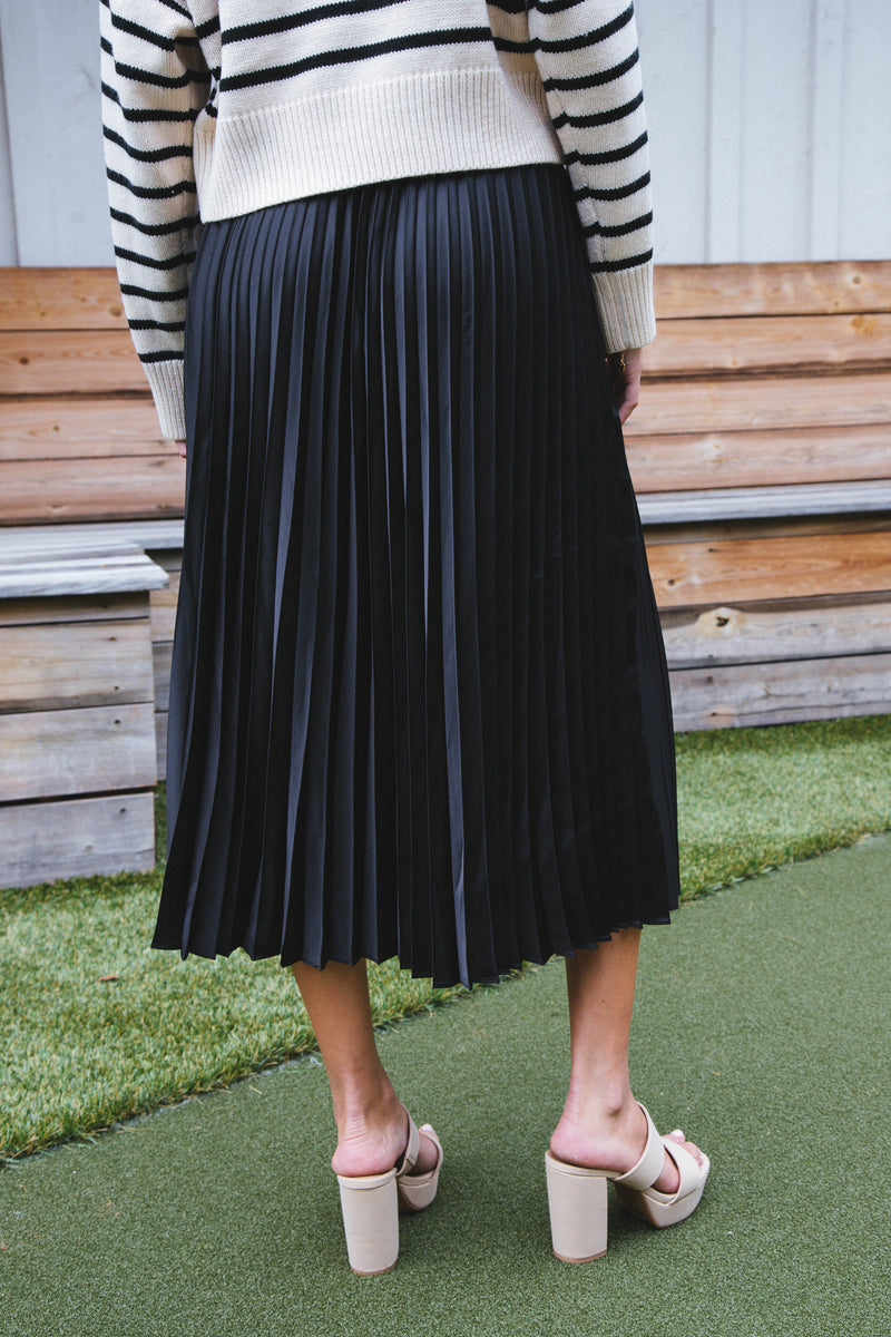 Everyday Pleated Satin Skirt, Black | Sanctuary