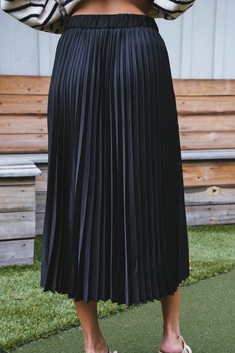 Everyday Pleated Satin Skirt, Black | Sanctuary
