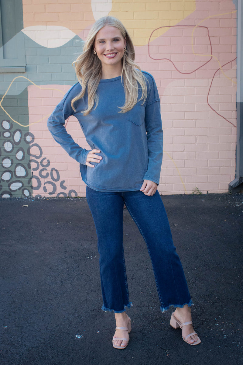Rosalind Mineral Wash Top, Denim