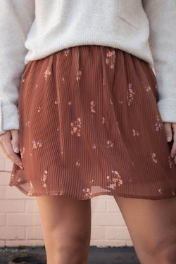 Last Dance Plisse Swing Mini Skirt, Brown Multi | Sadie & Sage