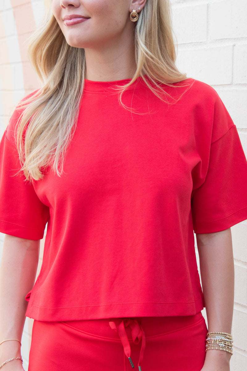 Cool Cotton Boxy Tee, Spanx Red | SPANX