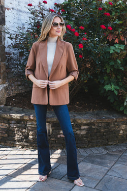 Lizzy Roll Sleeve Blazer, Toffee | Velvet Heart