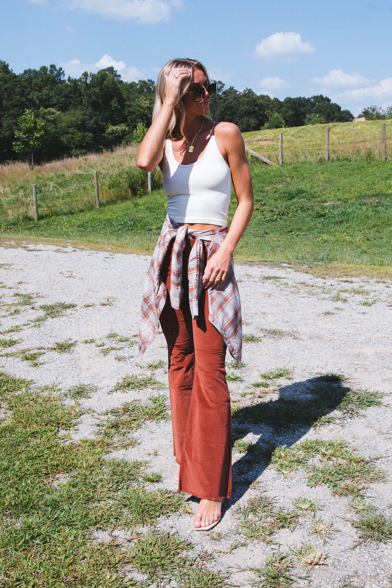 Fall Back Plaid Flannel Shirt, Almond