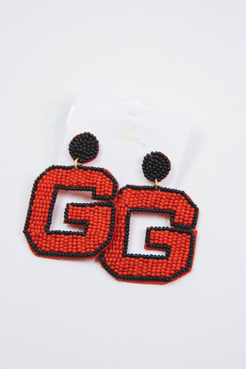 Georgia "G" Beaded Earrings, Red