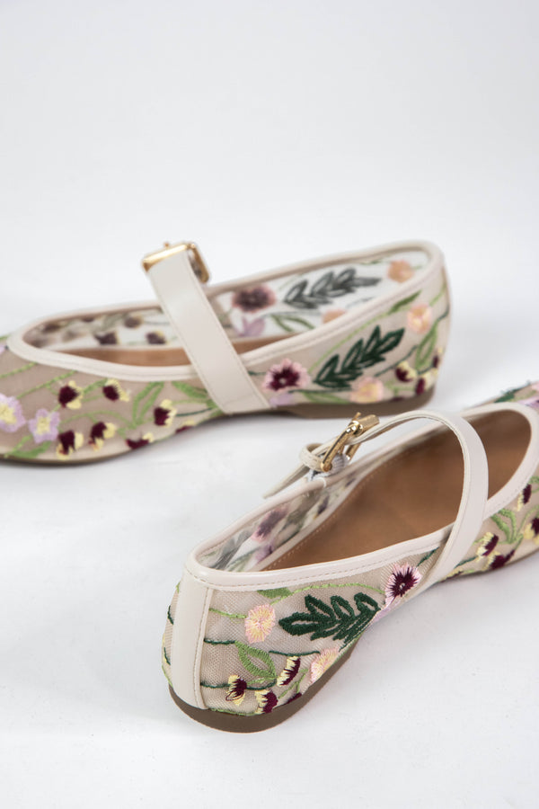 Mulaney Embroidered Mesh Flat, Ivory Floral | DV by Dolce Vita