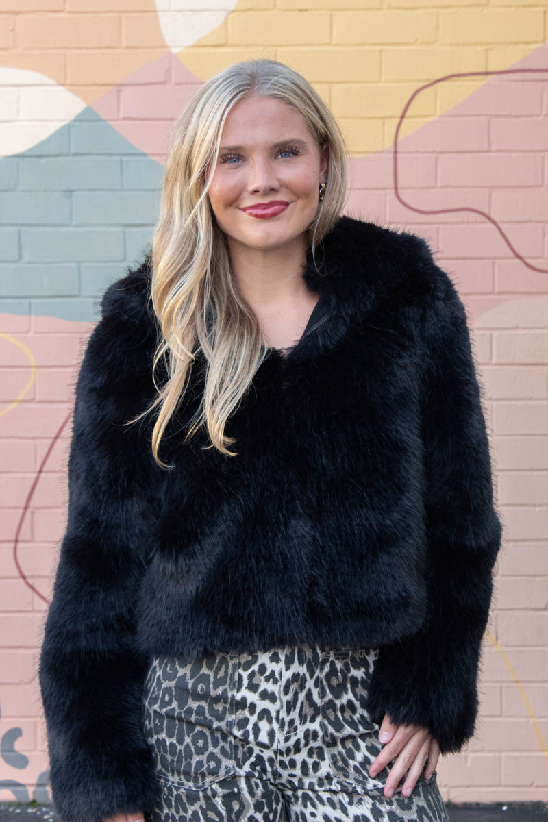 Louder Please Fur Jacket, Black | Free People