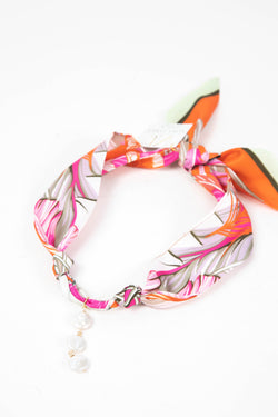 Paloma Vertical Pearl Scarf Necklace, Orange/Pink | Nora James Jewelry