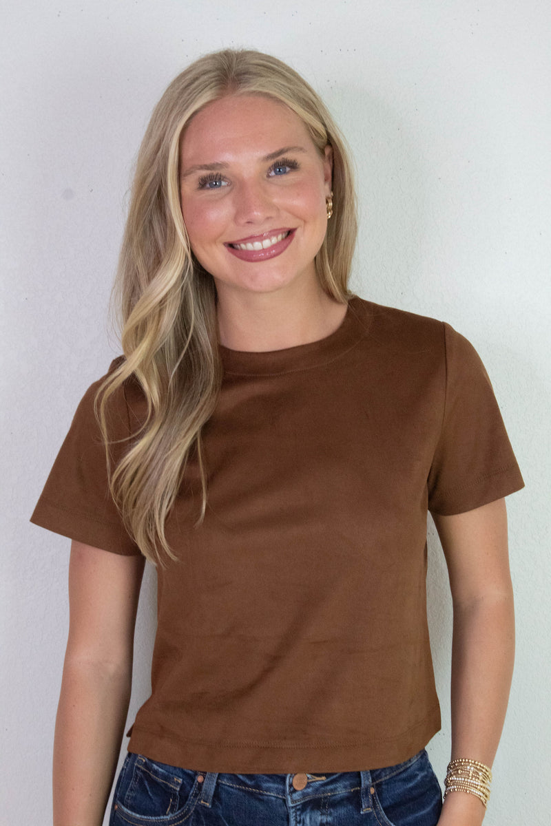 Ezra Faux Suede Top, Chicory Coffee | Steve Madden