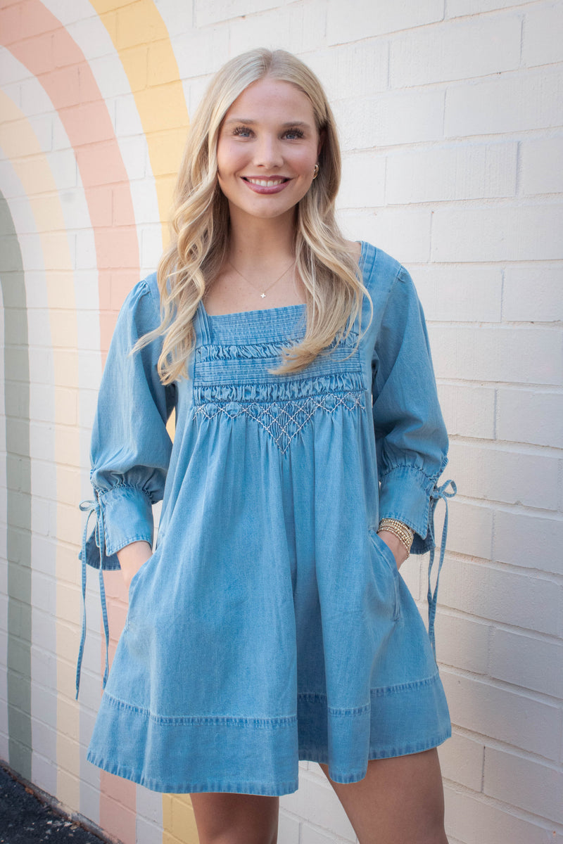 Sonora Denim Mini Dress, Cornflower | Free People