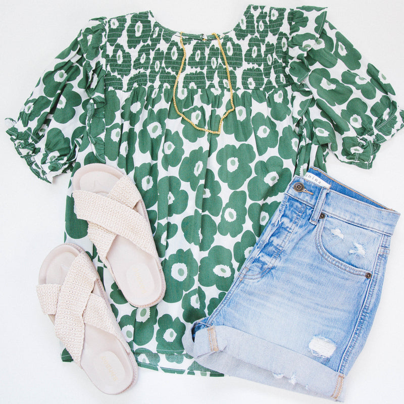 This Is Me Smocked Blouse, Green