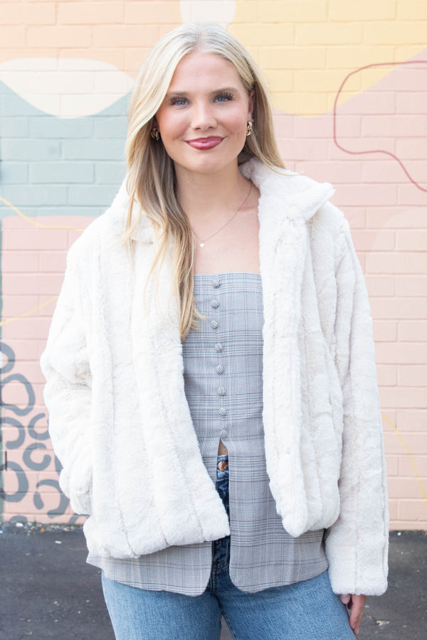 Sarah Faux Fur Jacket, Ivory