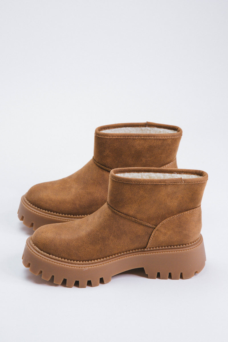 Lonny Fur Lined Pull On Bootie, Tan | DV by Dolce Vita