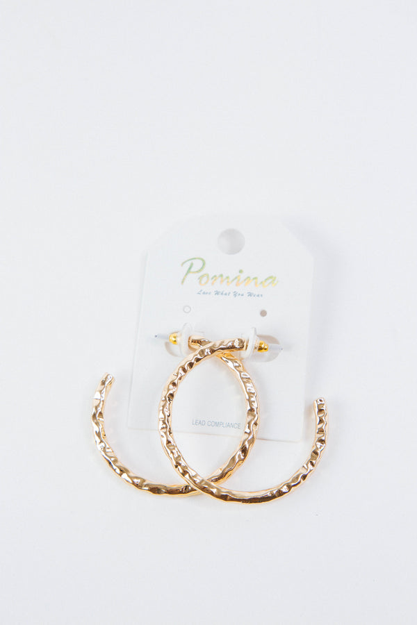 Fiona Hammered Hoop Earrings, Gold
