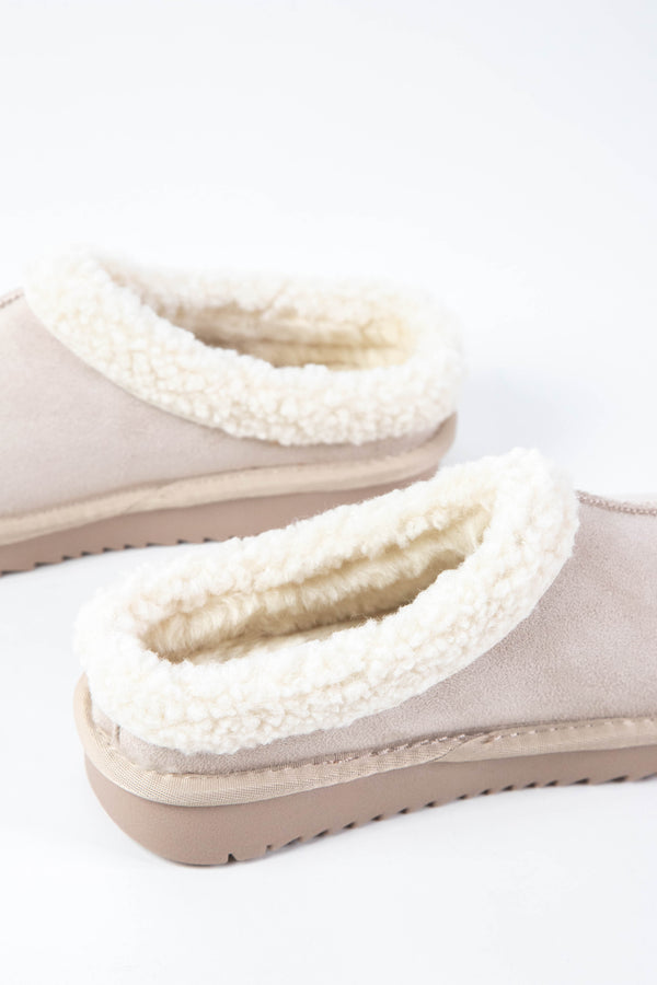 Lydell Faux Fur Sherpa Lined Slip on Shoe, Beige